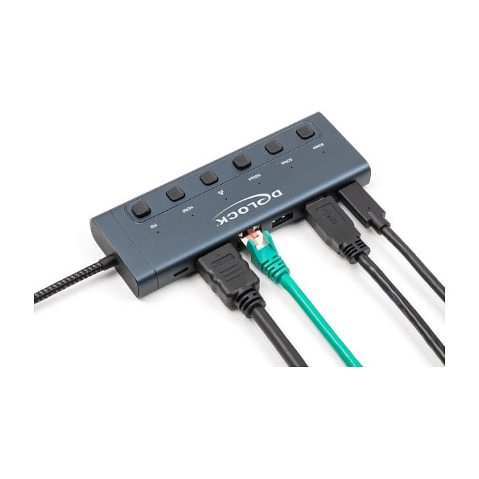 DeLOCK Docking Station USB-C 4K Ultra HD 92000 - 6 Puertos: HDMI, Gigabit LAN, USB-A 3.2, USB-C con PD 90W, 60 Hz, para Windows, Mac, Linux, ChromeOS, 0.28 m Cable