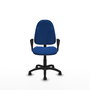 Silla de oficina Algarra con mecanismo Contacto permanente básico tapizada con Similpiel color Azul. Equipada con Base poliamida negra, Brazos fijos y Ruedas de parqué