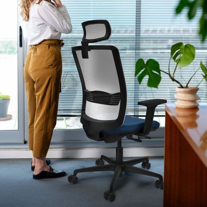 PIQUERAS Y CRESPO Silla de oficina Haches Azul y Gris PIQUERAS Y CRESPO Silla de oficina Haches Azul y Gris