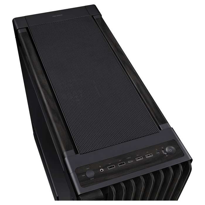 ASUS ProArt PA602 Wood Edition Caja PC Negro Torre Media ATX Madera Templado 4x 3.5" 8x 2.5" 8 Ranuras