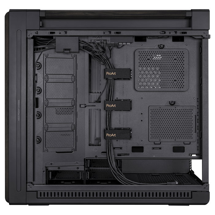 ASUS ProArt PA602 Wood Edition Caja PC Negro Torre Media ATX Madera Templado 4x 3.5" 8x 2.5" 8 Ranuras