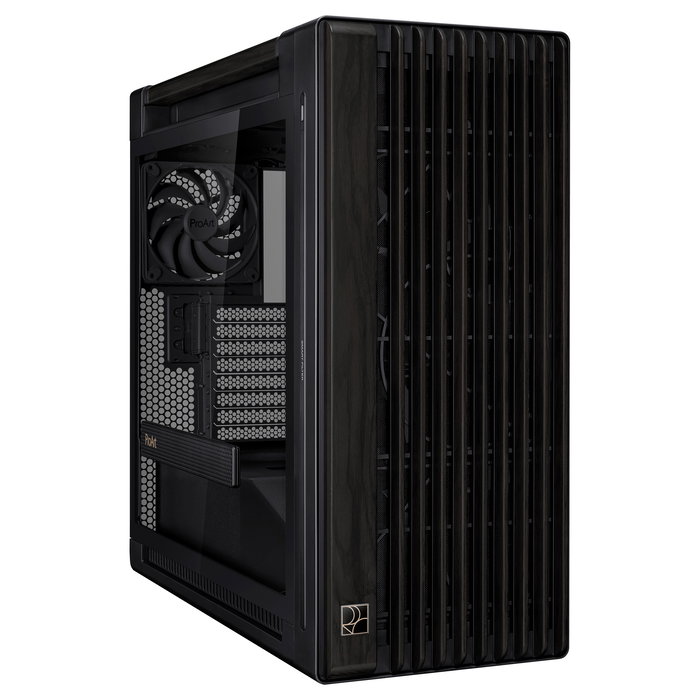 ASUS ProArt PA602 Wood Edition Caja PC Negro Torre Media ATX Madera Templado 4x 3.5" 8x 2.5" 8 Ranuras