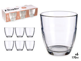 VIVALTO Set 6 Vasos Cortado 170 ml Vidrio Transparente 30x8x15 cm (Set de 12)