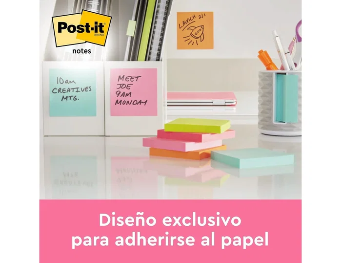 Post-it Bloc de notas adhesivas quita y pon 76x76 mm amarillo neon 100 hojas