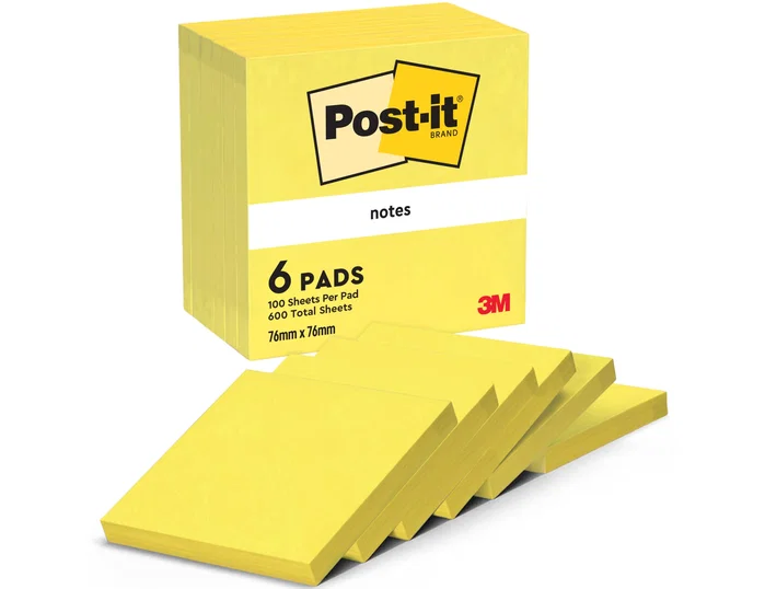 Post-it Bloc de notas adhesivas quita y pon 76x76 mm amarillo neon 100 hojas