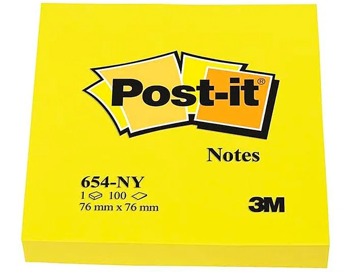 Post-it Bloc de notas adhesivas quita y pon 76x76 mm amarillo neon 100 hojas