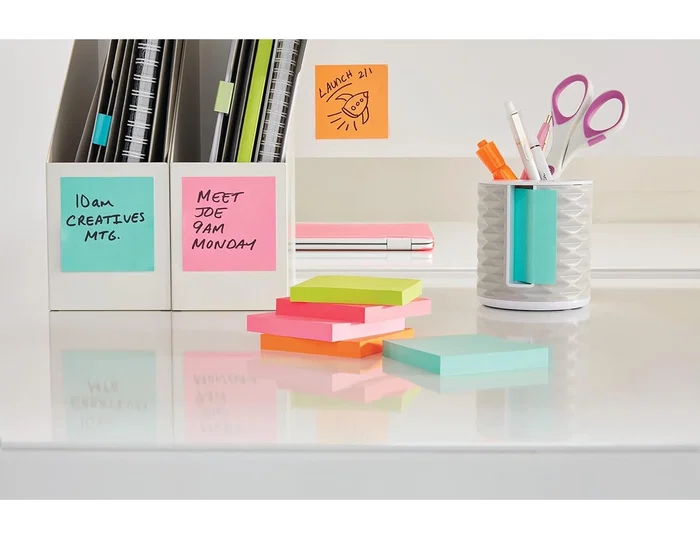 Post-it Bloc de notas adhesivas quita y pon 76x76 mm amarillo neon 100 hojas