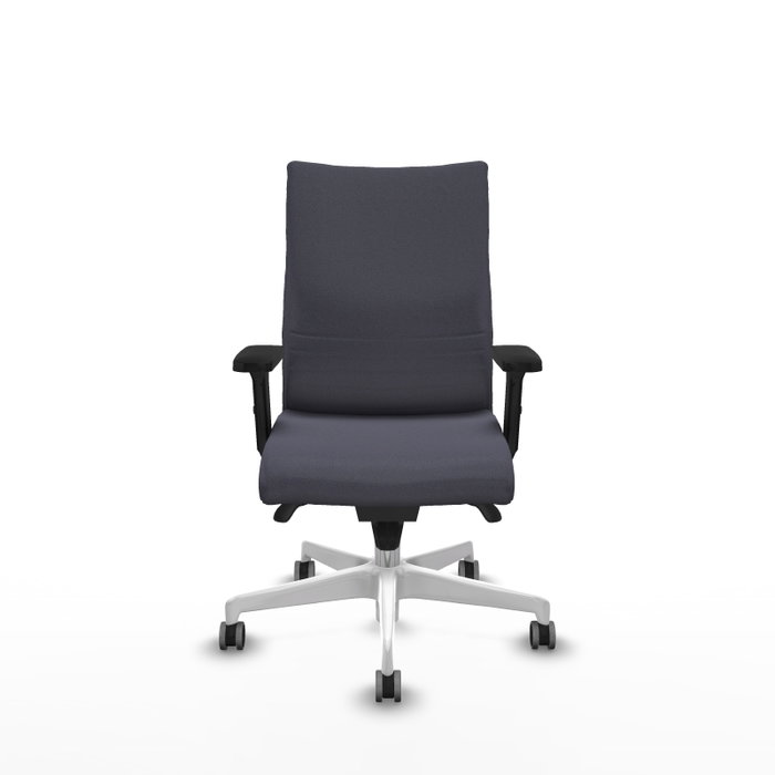 PIQUERAS Y CRESPO Silla Albacete Confidente con Mecanismo Sincro, Gris Oscuro, Base Blanca, Brazos 2D y Ruedas 65mm