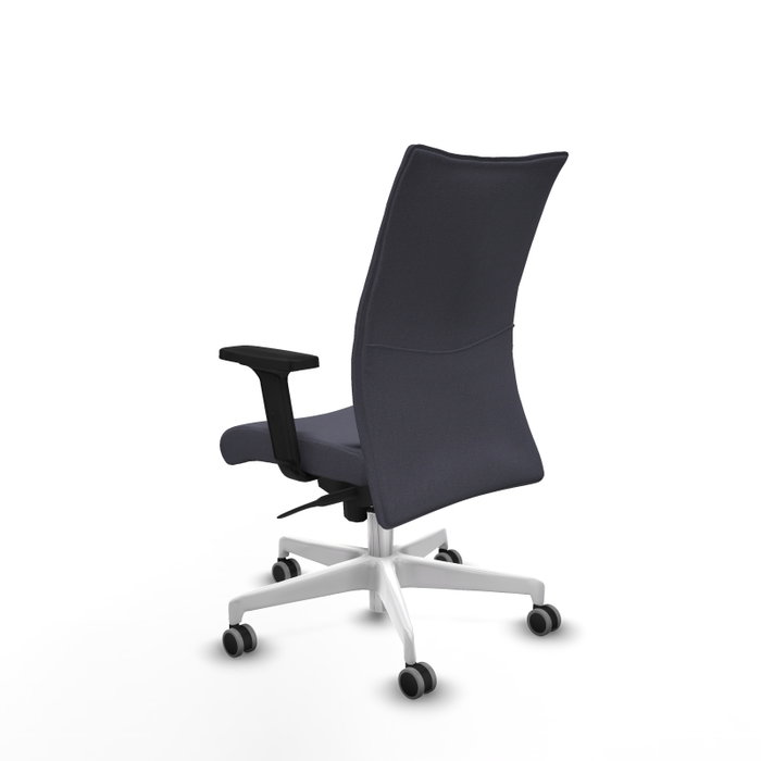 PIQUERAS Y CRESPO Silla Albacete Confidente con Mecanismo Sincro, Gris Oscuro, Base Blanca, Brazos 2D y Ruedas 65mm
