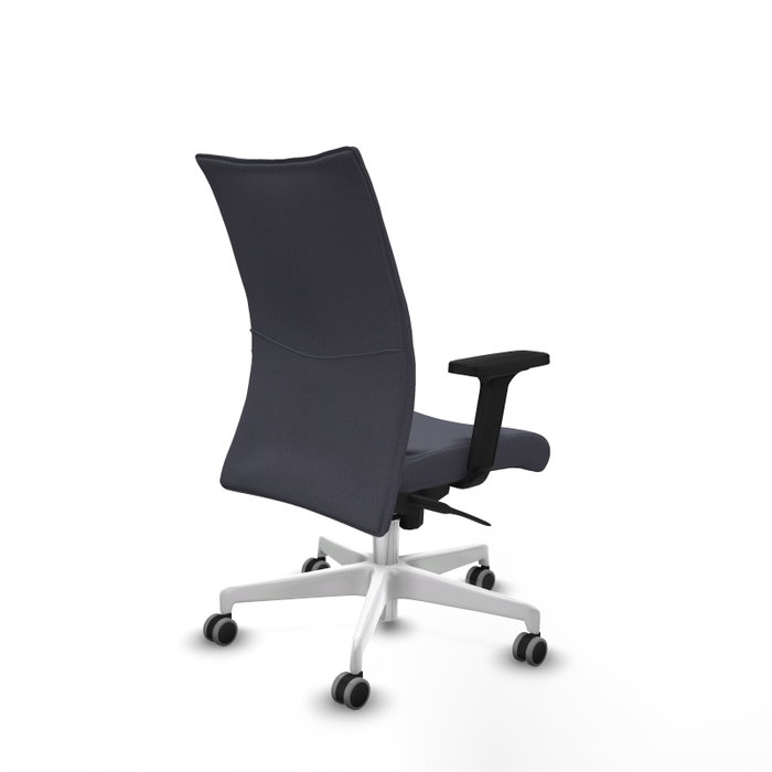 PIQUERAS Y CRESPO Silla Albacete Confidente con Mecanismo Sincro, Gris Oscuro, Base Blanca, Brazos 2D y Ruedas 65mm