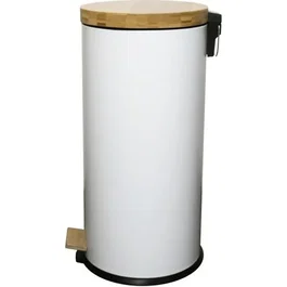 Kitchen Move Papelera de Cocina con Pedal Forest - 30L - Blanco Mate - Acero Inoxidable