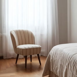 Sillón Rayas Miel Madera de Caucho Salón 54 X 64 X 73 cm