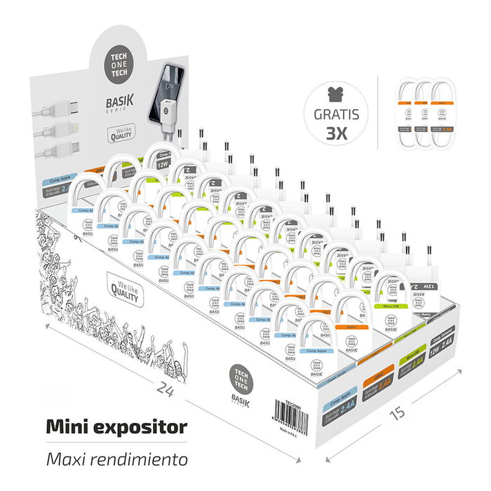 Tech One Tech Expositor de Cables y Cargadores BASIK TEC2990 Blanco