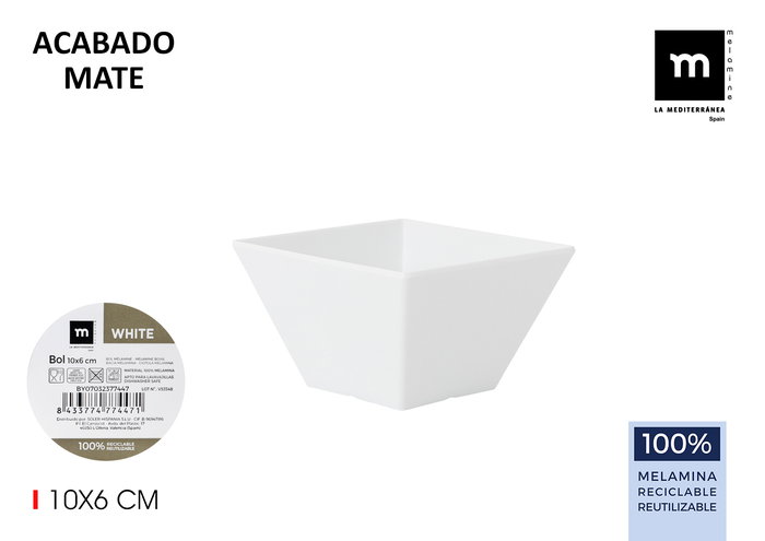 La Mediterranea Bol Melamina Mate White 10x6 cm (24 Unidades) La Mediterranea Bol Melamina Mate White 10x6 cm (24 Unidades)