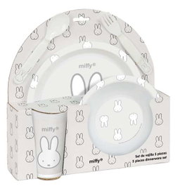 Safta Set de Platos, Cubiertos y Vaso Miffy Niebla Menta