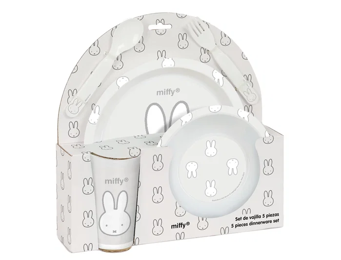 Safta Set de Platos, Cubiertos y Vaso Miffy Niebla Menta
