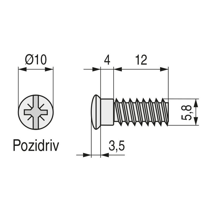 UCAFIX Tornillo Cazoleta D5,8-12 Cab.10 Zincado S/Punta | Medida 5,8x12mm | Acabado Zincado