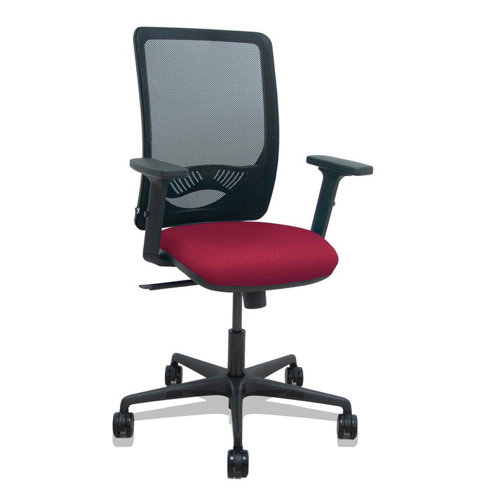 PIQUERAS Y CRESPO Silla Zulema con Mecanismo Sincro, Malla Negra y Asiento Granate