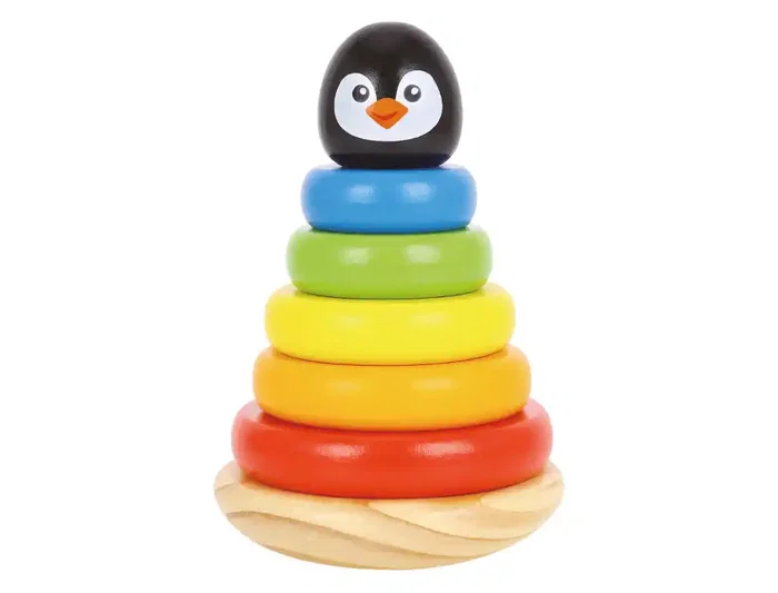 Imaginovo Juego Infantil de Madera Pinguino Torre de Formas Apilables +12 meses 7 piezas 18x12x12cm