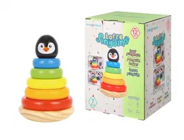 Imaginovo Juego Infantil de Madera Pinguino Torre de Formas Apilables +12 meses 7 piezas 18x12x12cm