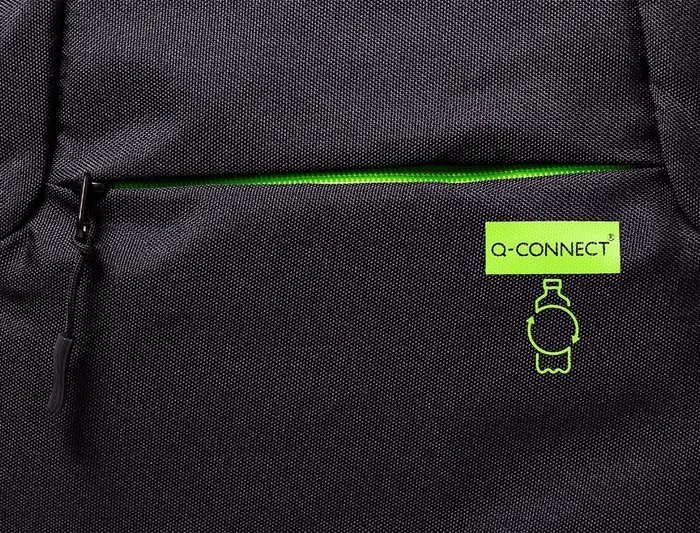 Q-connect Mochila para portátil 15,6" negra con dos bolsillos exteriores, asa y dimensiones 320x430x140 mm