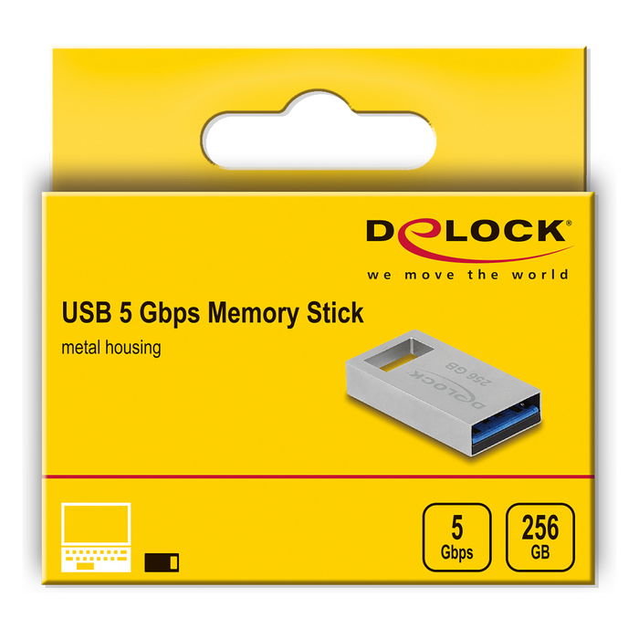DeLOCK USB 3.2 Gen 1 Memoria USB 256GB - Carcasa Metálica, 5 Gbps, 109 MB/s Lectura, Plug and Play, Gris