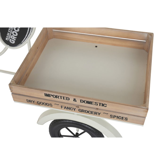 DKD Home Decor Expositor Triciclo Blanco Metal y Madera