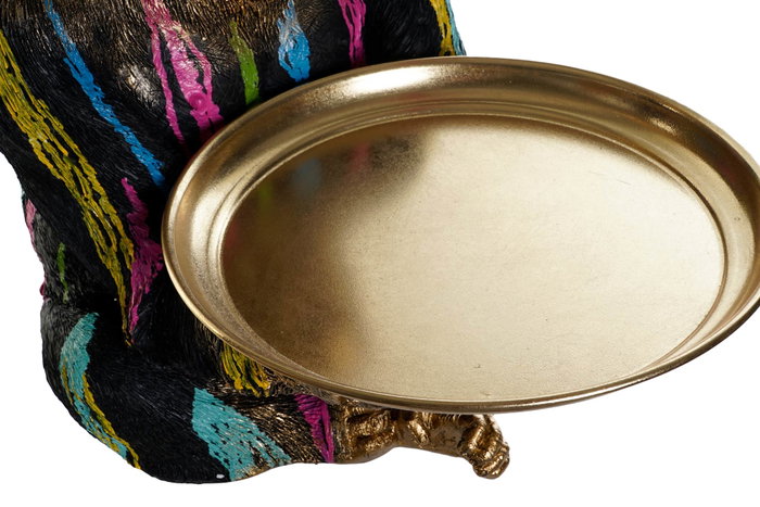 DKD Home Decor Figura de Gorila Bandeja Multicolor y Dorado