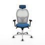 PIQUERAS Y CRESPO Silla de oficina Jorquera con mecanismo Sincro, Azul claro y Blanco