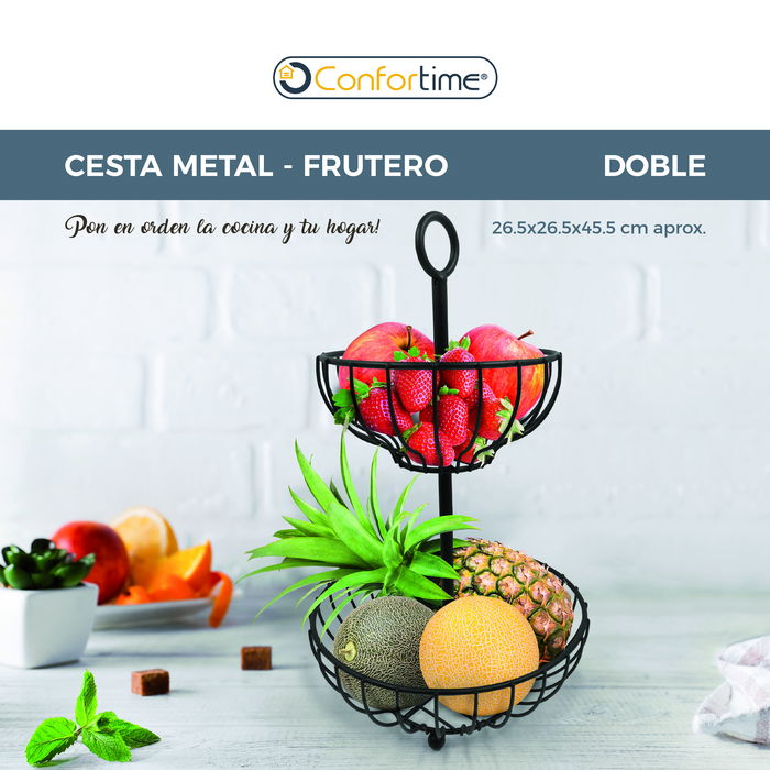 Inde Frutero Metal Doble 26.5x26.5x45.5 cm 4.73 kg (4 Unidades)