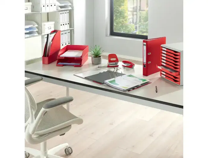 Leitz Archivador de Palanca 180 DIN A4 Lomo 80 mm Cartón Jaspeado CO2 Neutral Color Rojo