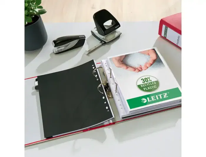 Leitz Archivador de Palanca 180 DIN A4 Lomo 80 mm Cartón Jaspeado CO2 Neutral Color Rojo