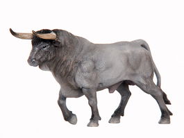 Deqube Toro Bravo Cárdeno Trotando Réplica Animal Pintada a Mano +3 Años