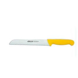 ARCOS Norplast Cuchillo Pan 20 cm Amarillo, Mango de Plástico, Hoja Inoxidable, Modelo para Cortar Pan