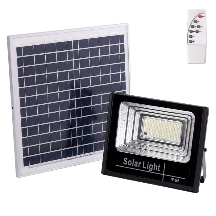 BX3 LIGHT Proyector LED Solar Exterior 120W IP65, Panel Solar 6V/15W y Batería 3.2V/8000mAh con Control Remoto y Sensor Crepuscular, Modelo BX3-SOLARFL-120W-01