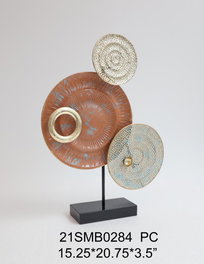 DKD Home Decor Decoración Metal Círculos Terracota y Dorado