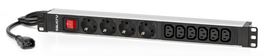 Salicru SPS PDU Regleta Eléctrica Rack 1U 19" 10 Tomas (4F+6F) SCH+C13/C14 - 10A, 250V, Aluminio, Interruptor