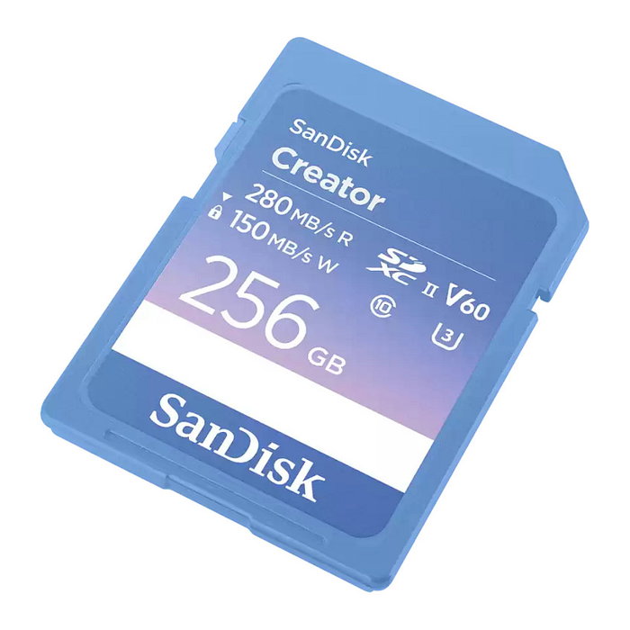 Sandisk Creator SD UHS-II 256GB Tarjeta de Memoria SDXC, Clase 10, U3, V60, 280MB/s Lectura, 150MB/s Escritura