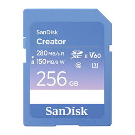 Sandisk Creator SD UHS-II 256GB Tarjeta de Memoria SDXC, Clase 10, U3, V60, 280MB/s Lectura, 150MB/s Escritura