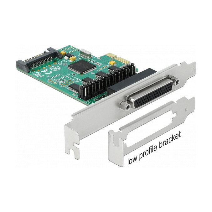 DeLOCK Tarjeta PCI Express x1 a 4 Puertos Serie RS-232 con Fuente WCH384L, PCIe 1.1, Full-Height/Low-Profile, Verde, Windows 10/8/7