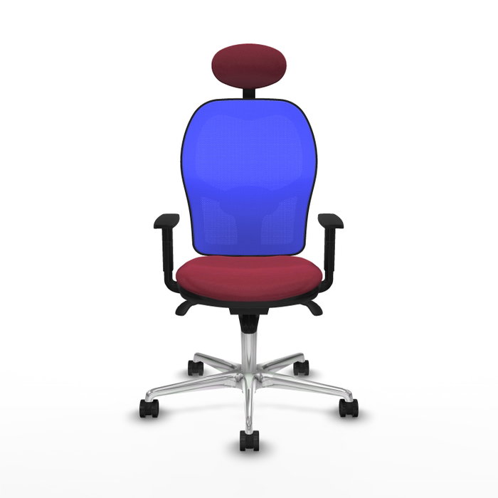 PIQUERAS Y CRESPO Silla de oficina Jorquera con mecanismo Sincro, tela granate y malla azul