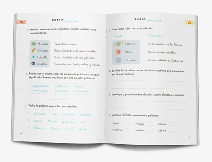Rubio Cuaderno Mundo Espacial Competencia Lectora para Niños - Entrenamiento Lectura Comprensiva y Ejercicios