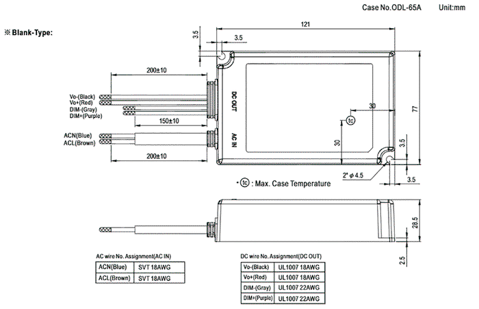 MEAN WELL ODLV-65-36 Alimentador LED de 65W 36VDC