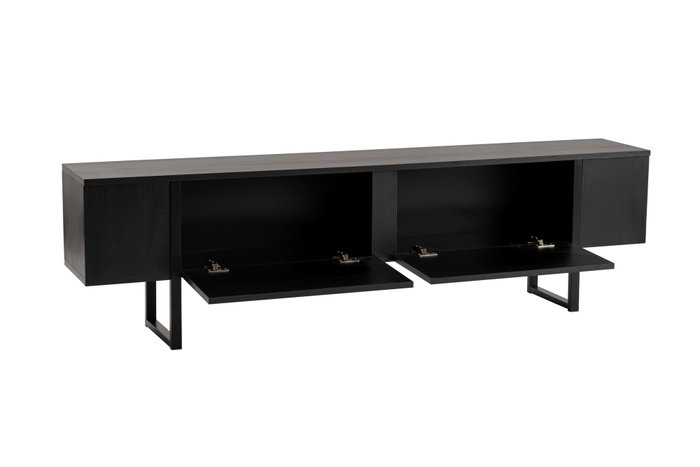 Nordure Soporte TV Wood Black, Negro. Estantería Moderna para Salón, Tablero Partículas Melamina 18mm, 180x50x29.5cm