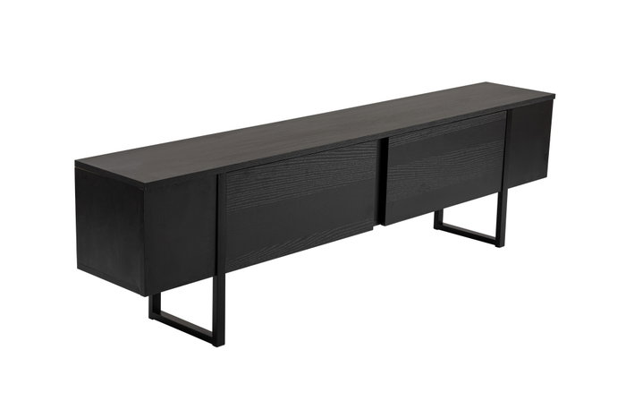 Nordure Soporte TV Wood Black, Negro. Estantería Moderna para Salón, Tablero Partículas Melamina 18mm, 180x50x29.5cm