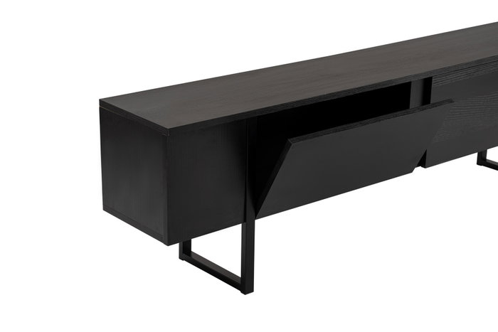 Nordure Soporte TV Wood Black, Negro. Estantería Moderna para Salón, Tablero Partículas Melamina 18mm, 180x50x29.5cm