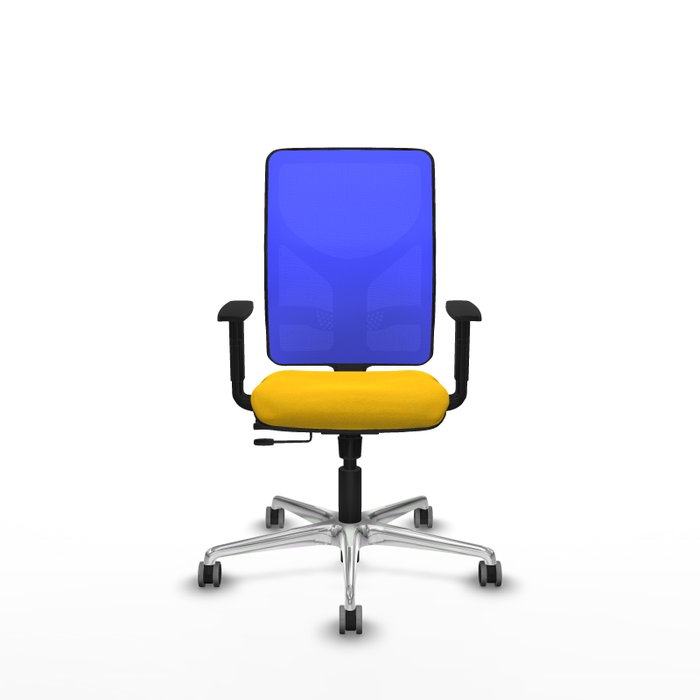 PIQUERAS Y CRESPO Silla de oficina Motilla con mecanismo Sincro/Traslack, asiento amarillo y respaldo azul PIQUERAS Y CRESPO Silla de oficina Motilla con mecanismo Sincro/Traslack, asiento amarillo y respaldo azul