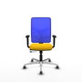 PIQUERAS Y CRESPO Silla de oficina Motilla con mecanismo Sincro/Traslack, asiento amarillo y respaldo azul