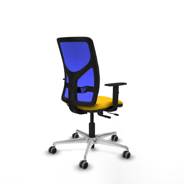 PIQUERAS Y CRESPO Silla de oficina Motilla con mecanismo Sincro/Traslack, asiento amarillo y respaldo azul PIQUERAS Y CRESPO Silla de oficina Motilla con mecanismo Sincro/Traslack, asiento amarillo y respaldo azul