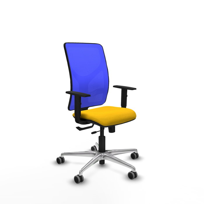 PIQUERAS Y CRESPO Silla de oficina Motilla con mecanismo Sincro/Traslack, asiento amarillo y respaldo azul PIQUERAS Y CRESPO Silla de oficina Motilla con mecanismo Sincro/Traslack, asiento amarillo y respaldo azul